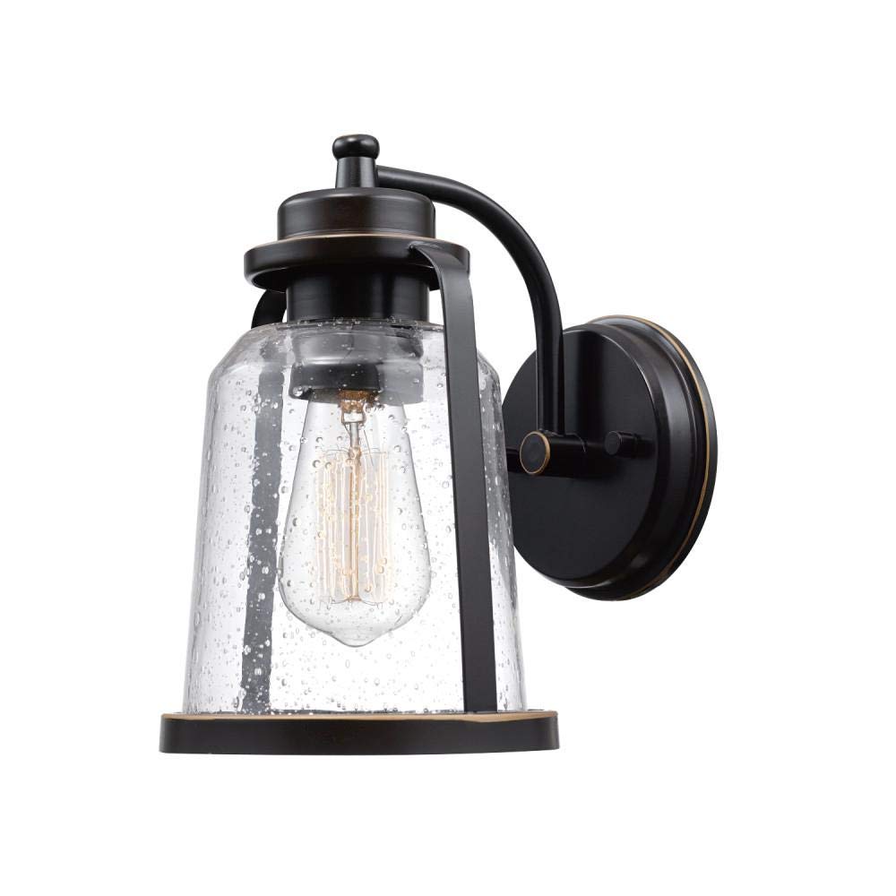 Globe Electric Wall Sconce ROTH, Glass, One Size, Black, Model 44304