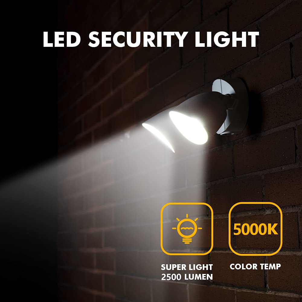 LUTEC Dual-Head LED Floodlight 2500 Lumen 32 Watt Waterproof Wall Light Model 6222W White