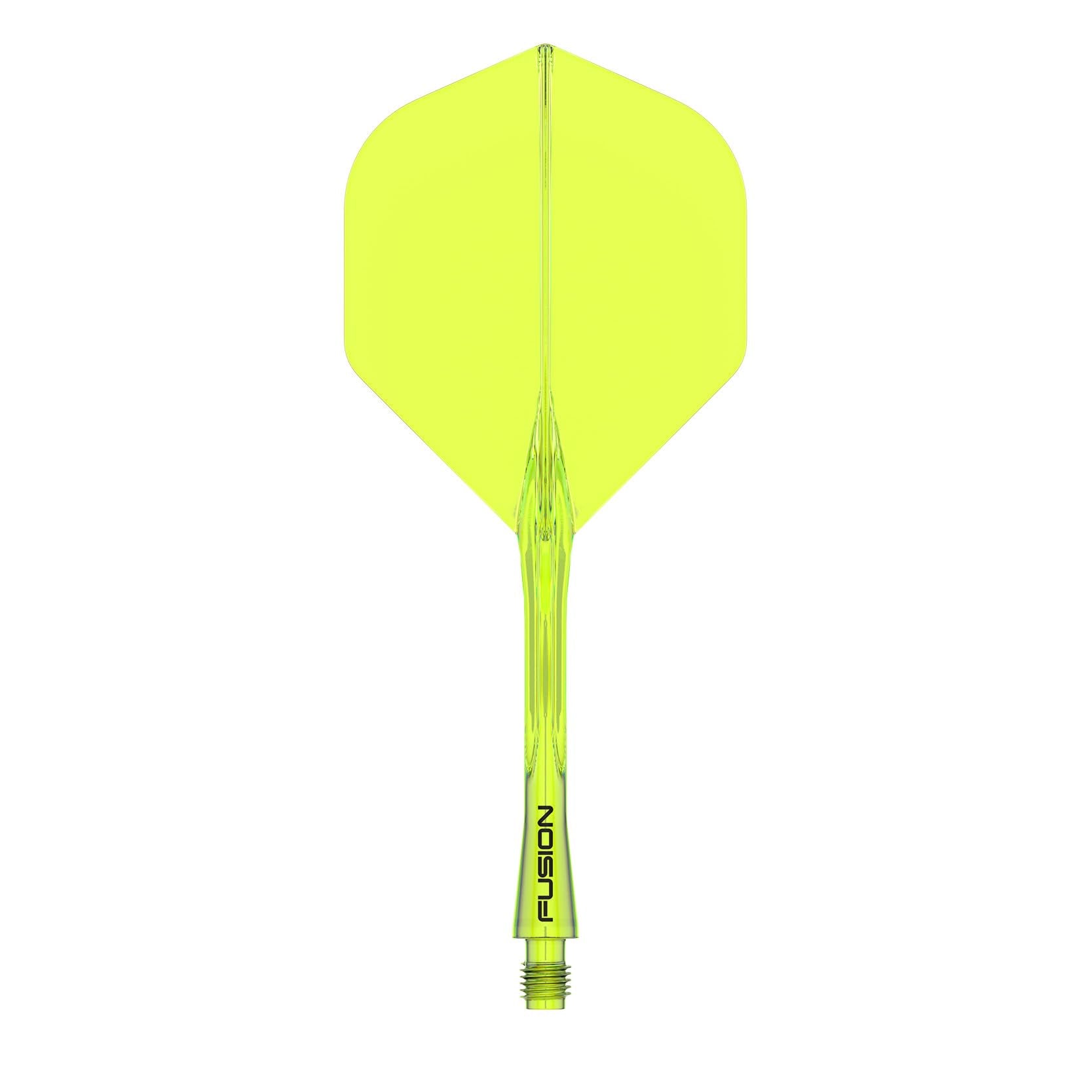 Winmau Fusion Fluoro Yellow Medium Intergrated Dart Flight and Shaft System - 1 Set per Pack (3 Flights and shafts in Total)