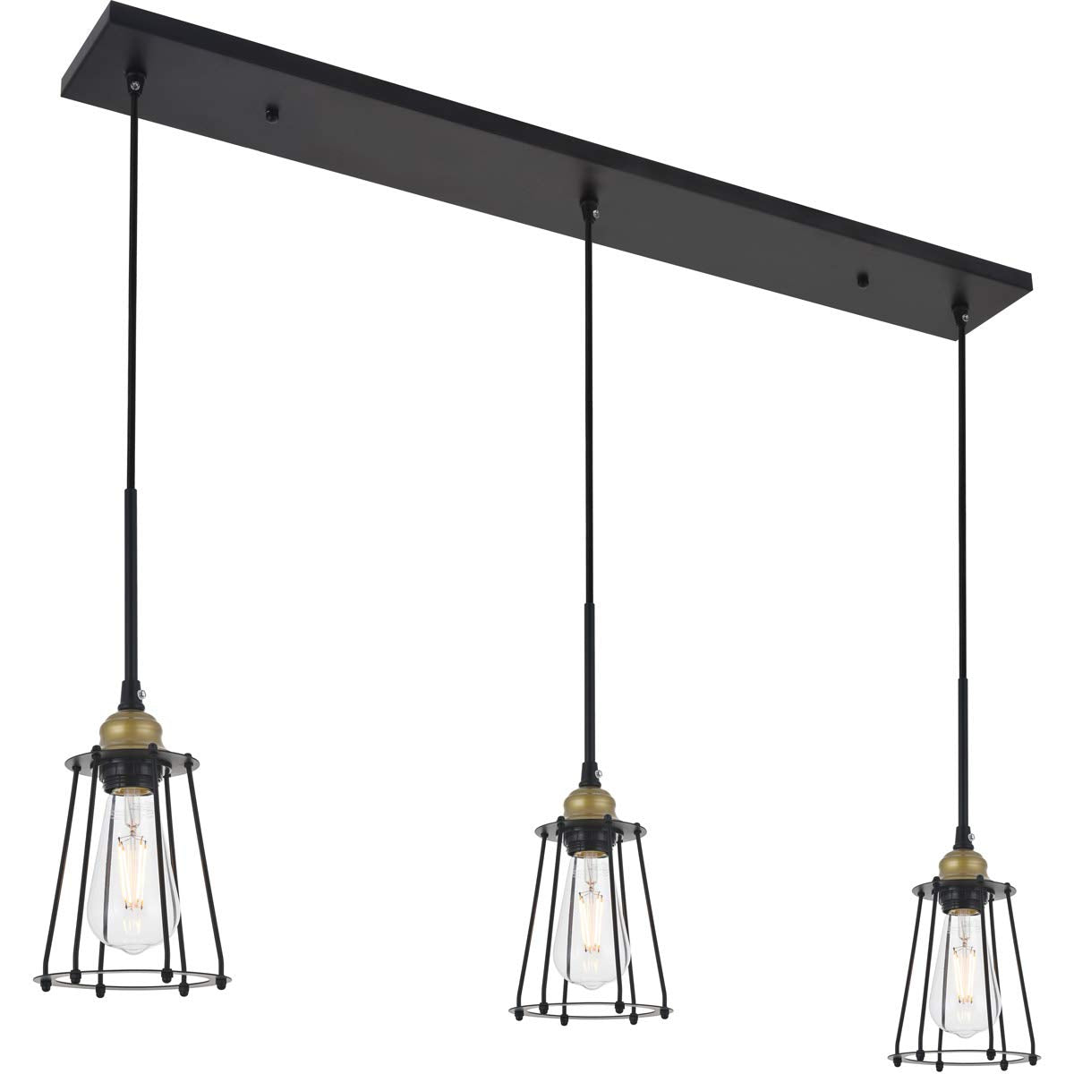Living District Indoor Modern Home Decorative Bright Ceiling Auspice 3 Light Brass and Black Pendant