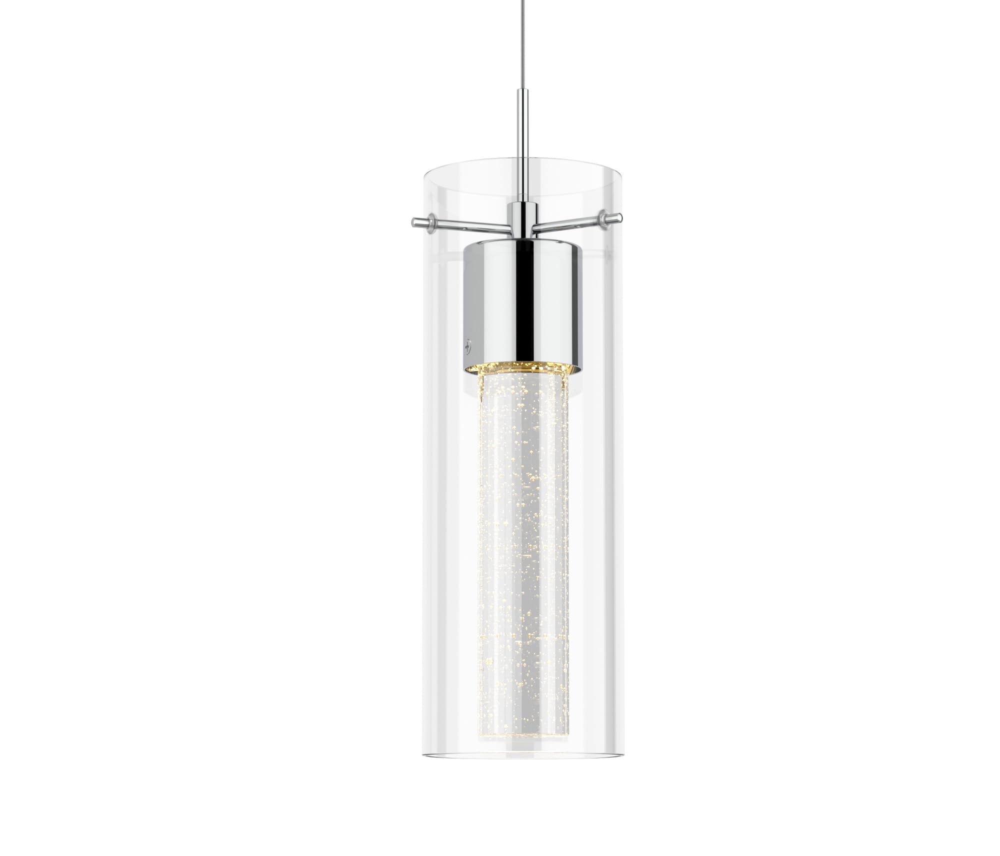 Tawson 1-Light Pendant Ceiling Light Fixture, Integrated Led, Silver Bubble Glass, Model 12710, Ideal For Kitchen, Hallway, Dining Room