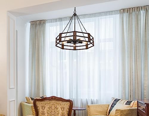 Cal Provo Metal Chandelier, 27in Height, Iron Finish, 26.5inW x 27inH, Model FX-3766-5