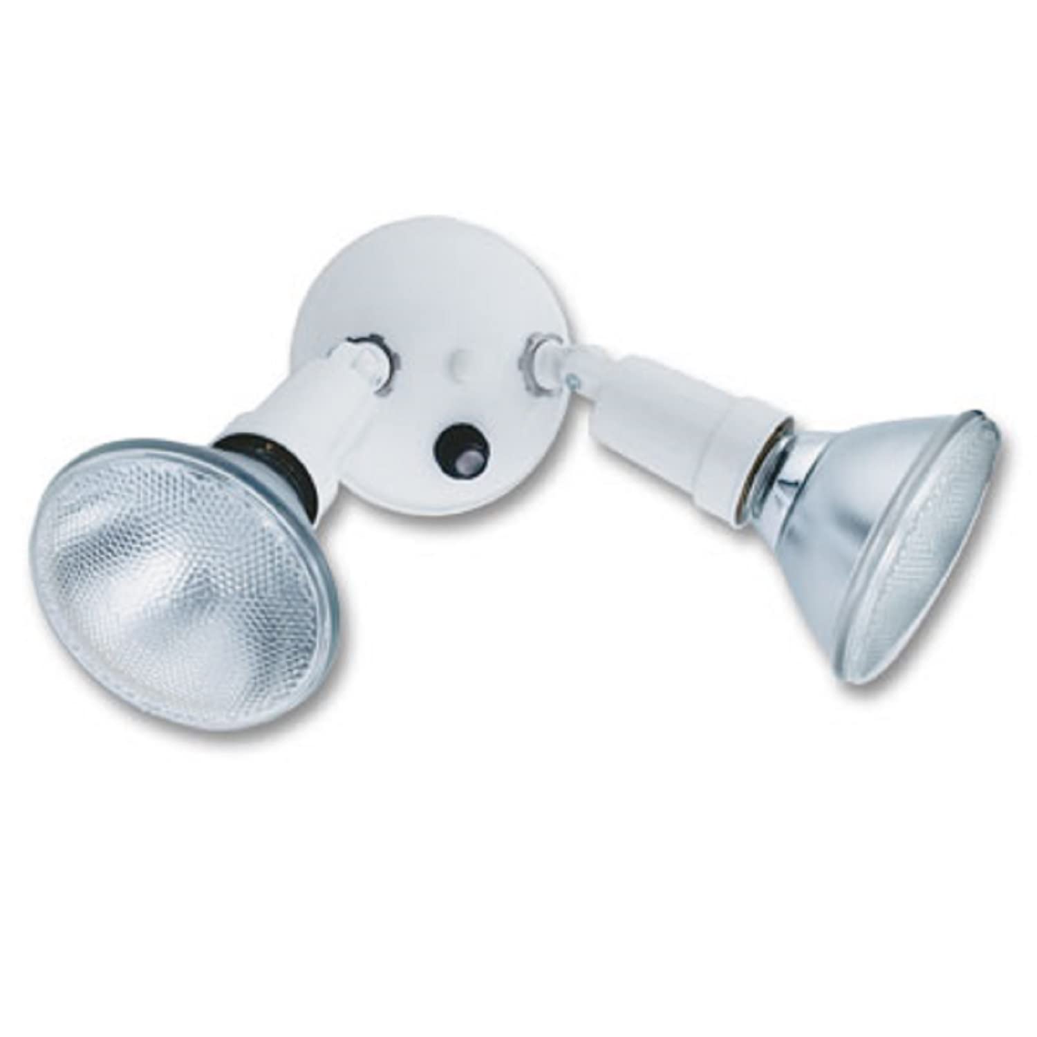 Lithonia Lighting Adjustable Twin Par Outdoor Flood Light Holder, Photocell Dusk to Dawn Sensor, 120V, Aluminum, White, Model OFTH 300PR 120 P WH-M12