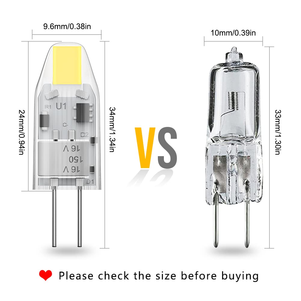 Yuiip G4 Led Bulb Ac/Dc 12V 1.2W (10W Halogen Bulb Replacement), 6000K Daylight White Jc G4 Bi Pin Light Bulbs For Under Cabinet