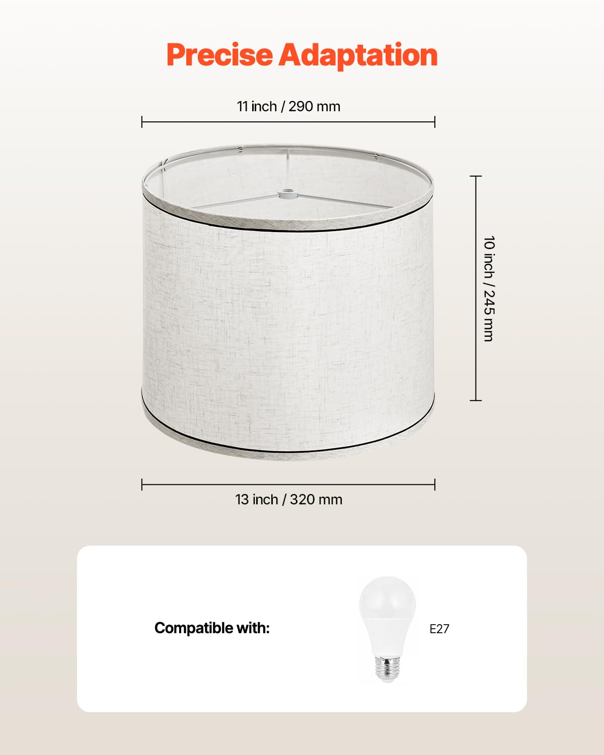VEVOR Lamp Shade Set, Medium Spider Fitter, Light Linen, 11inx13inx10in, Model qianyamaheibian, Replacement for Table & Floor Lamps