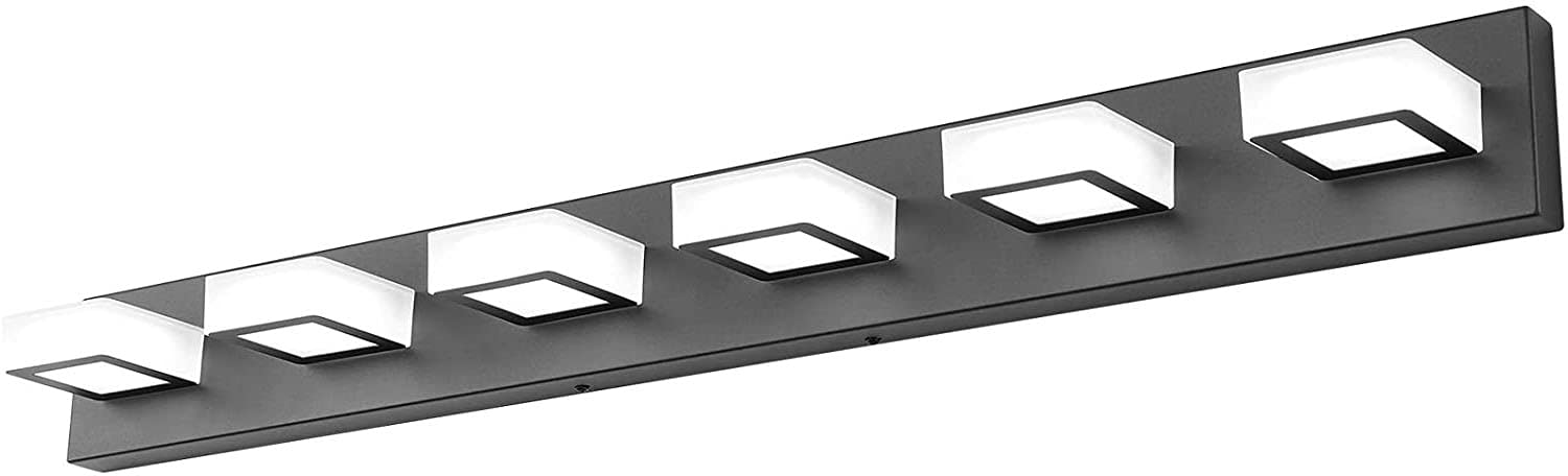 Ralbay 6 Lights Led Modern Dimmable Matte Black Vanity Light Acrylic Modern Vanity Wall Light Over Mirror Dimmable Bathroom Vani