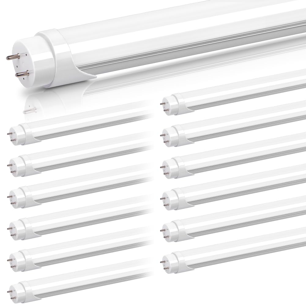 Kihung Led T8 Bulbs 4Ft, Type B 24W 3120Lm 6000K, Daylight White Shop Light Bulbs 48 Inch, Ballast Bypass, T8 T10 T12 4Ft Led Re