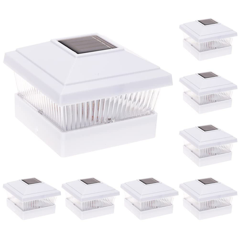 GreenLighting Classic Solar Post Cap Lights - Fits 5x5 PVC/Vinyl Outdoor Solar Powered Post Cap Light, Fence, Deck, Garden - Bri