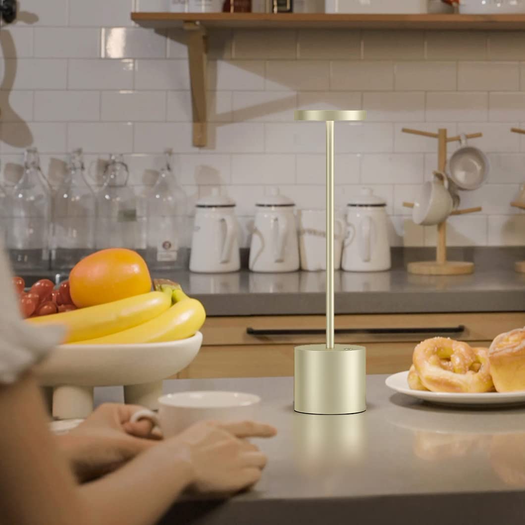 Jalvde Cordless Rechargeable Battery Operated Dining Table Lamp 6000 Mah Led Desk Lamps 13.5 Inches 3-Level Light Color Adjustab