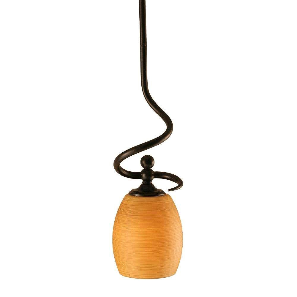 Toltec Lighting 901-DG-625 Capri Stem Mini Pendant with Hang Straight Swivel with 5 Inch Cayenne Linen Glass, Dark Granite Finish