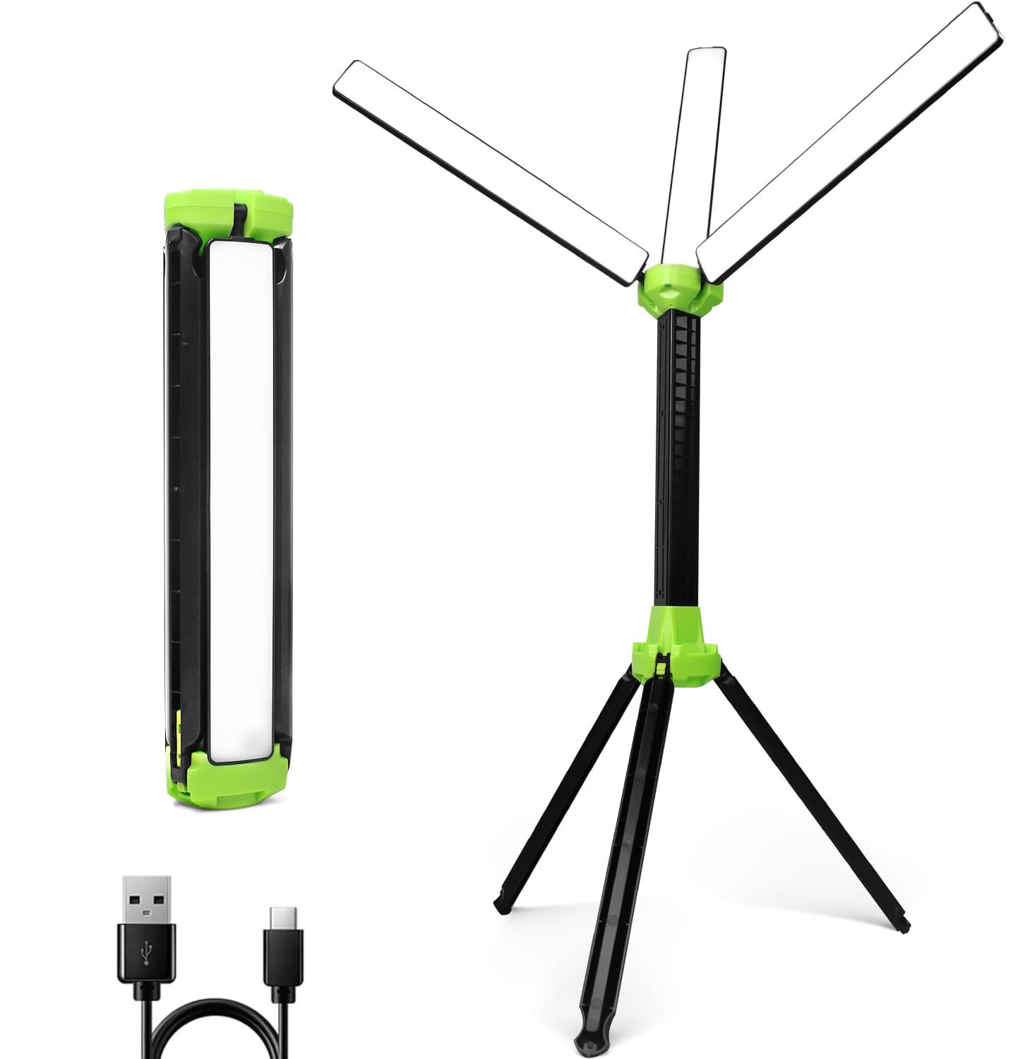MaxWorks 50900 Rechargeable 360 LED Tower Work Light, 3000 Lumens - Ultra-Bright Portable Shop Light Foldable Tripod, Telescopic
