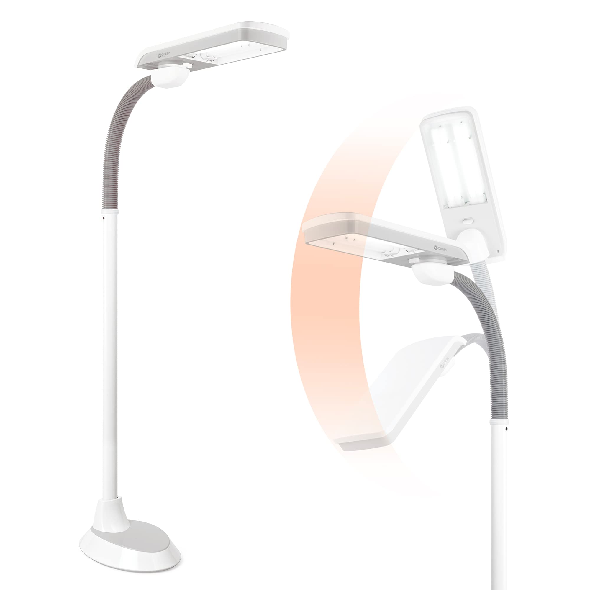 Ottlite Standing Floor Lamp With Adjustable Neck, Pivoting Shade Multiuse Lamp - 36W Compact Fluorescent Lamp For Bright Natural