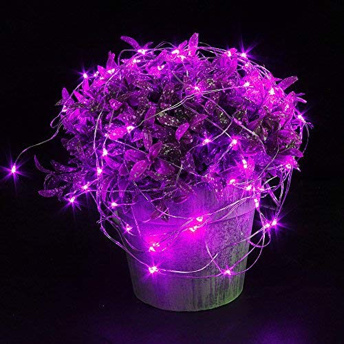 Cylapex 6 Pack Purple Fairy Lights String Battery Operated Fairy Lights Firefly Lights Led Starry String Lights 3.3Ft 20 Leds Silvery Copper Wire For Christmas Diy Decoration Costume Wedding Party