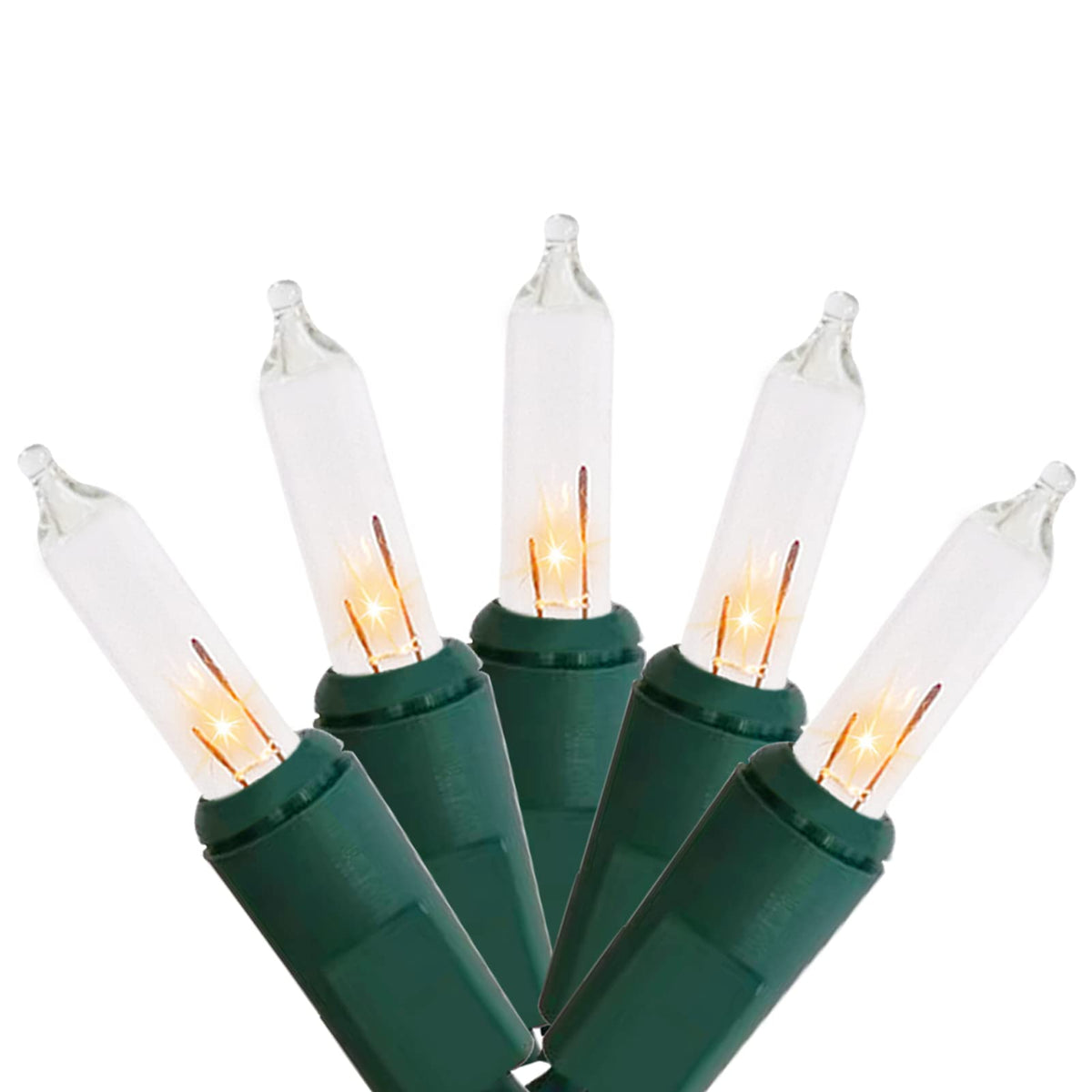 MULTI-SPARKING Christmas Lights 5Ft 10 Counts Classic Clear Incandescent Mini String Lights Green Wire Warm White for Indoor and