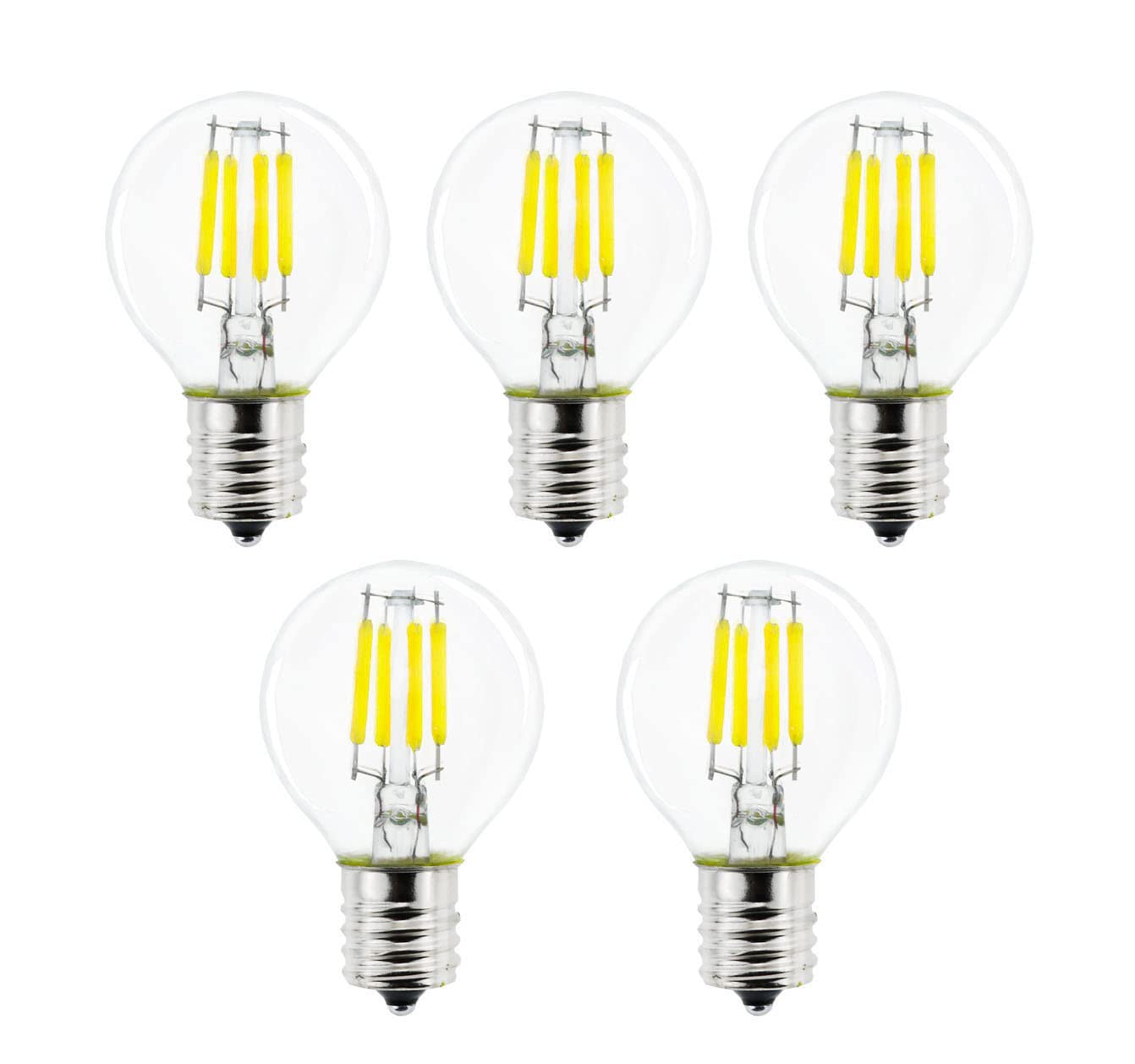Greeogin S11 LED Bulbs 5-Pack 40W Equivalent E17 Glass Daylight 6000K for Lamps