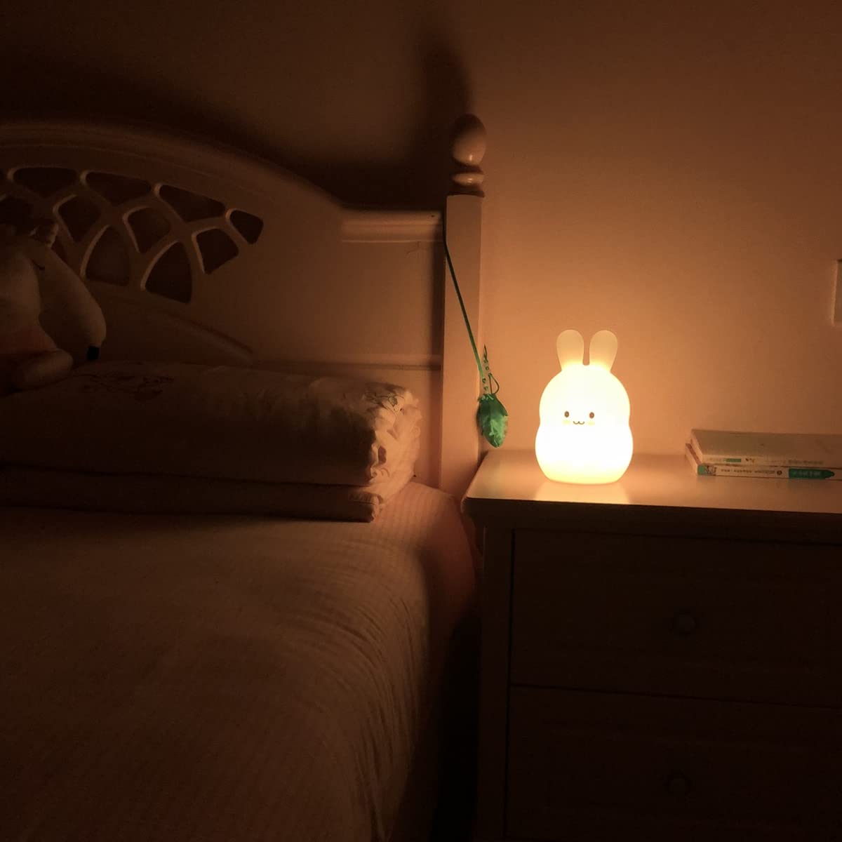 Glinrui Large Rabbit Night Lights For Kids In Silicone, 9 Colors Baby Bedroom Lighting Children Bedside Table Lamps For Toddlers/Boys/Girls/Adults/Bedroom/Student/Elder/Bathroom/Outdoor - Large