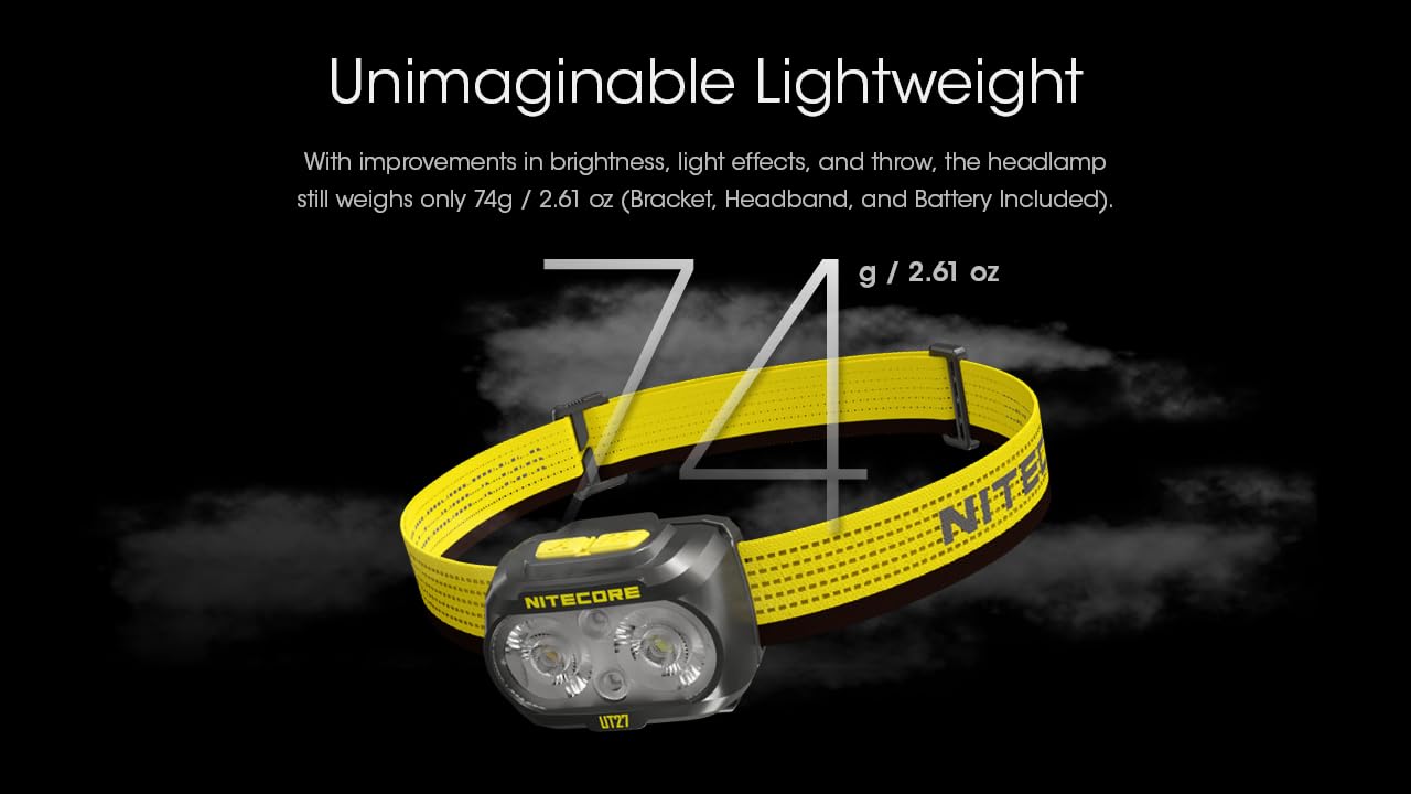 Nitecore Ut27 Pro 800 Lumen Running Headlamp, White, Usb-C Rechargeable, Lightweight Perfect For Ultra-Trail, Hiking With White,