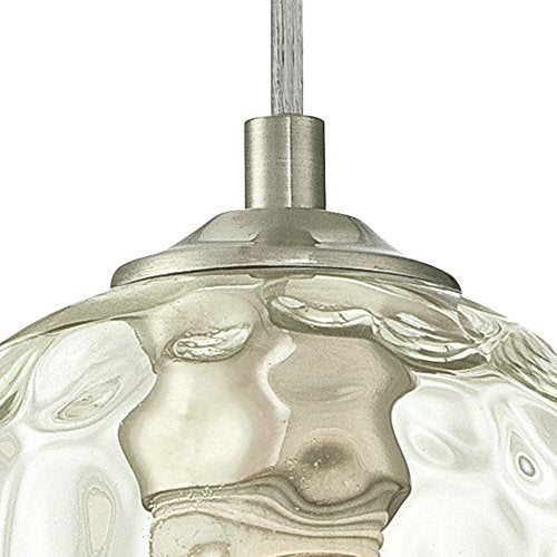 Westinghouse One-Light Indoor Mini Pendant, Brushed Nickel Finish, Clear Hammered Glass, Model 6328800