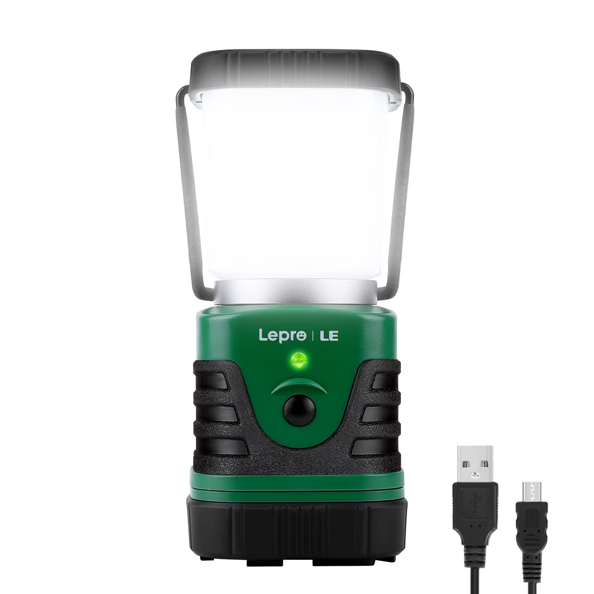 Lighting EVER 1000LM LED Camping Lantern, 4400mAh Power Bank, 4 Light Modes, IP44 Waterproof, Green/Black, Model 3300008