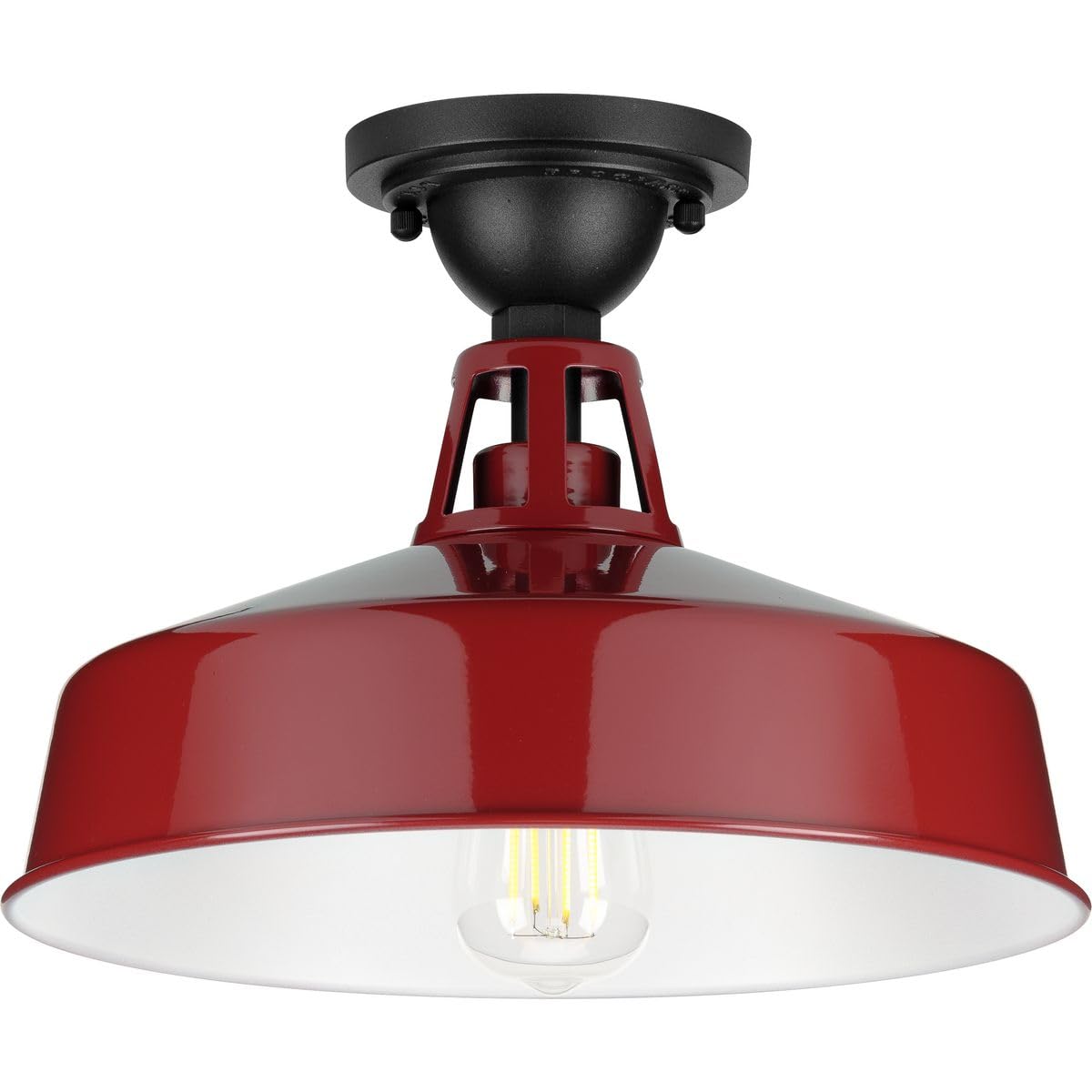 Cedar Springs Collection 1-Light Farmhouse Outdoor Semi-Flush Mount Light Red
