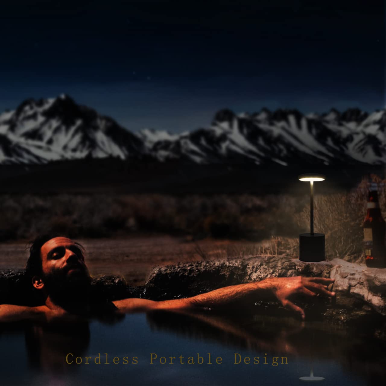 Yiben Cordless Table Lamp - 5000Mah Rechargeable, Usb, 2 Brightness Levels, Black Aluminum