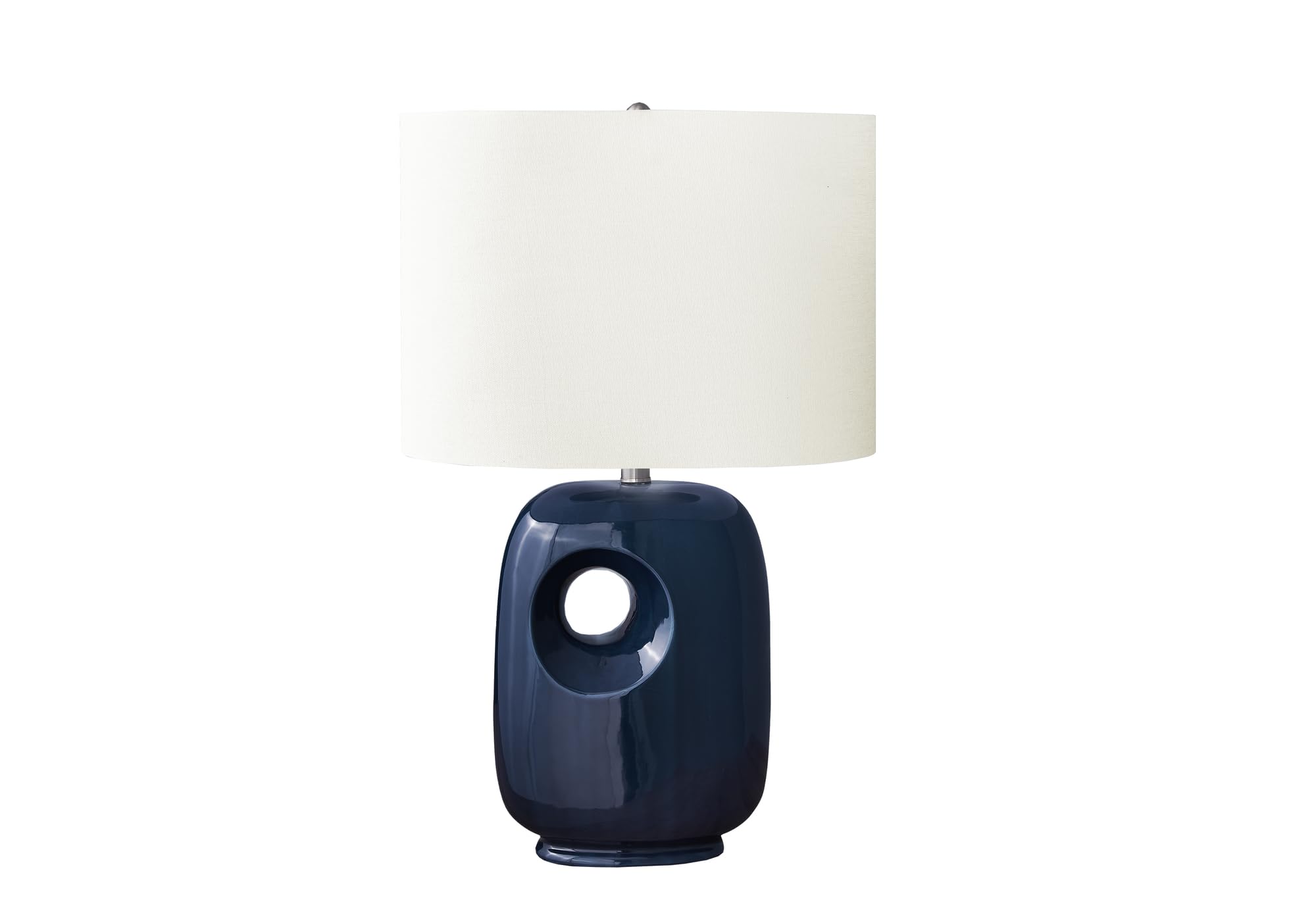 Monarch Specialties Table Lamp, 26in H, Blue Ceramic, Ivory Shade, Model I 9677