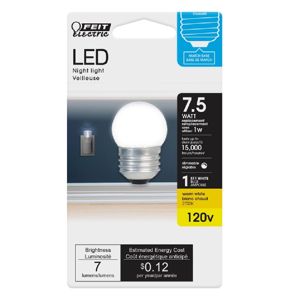 Feit Electric LED S11 Bulb 7.5W E26 Base, Plastic, One Size, No Color, Model BP71/2S/W/LED