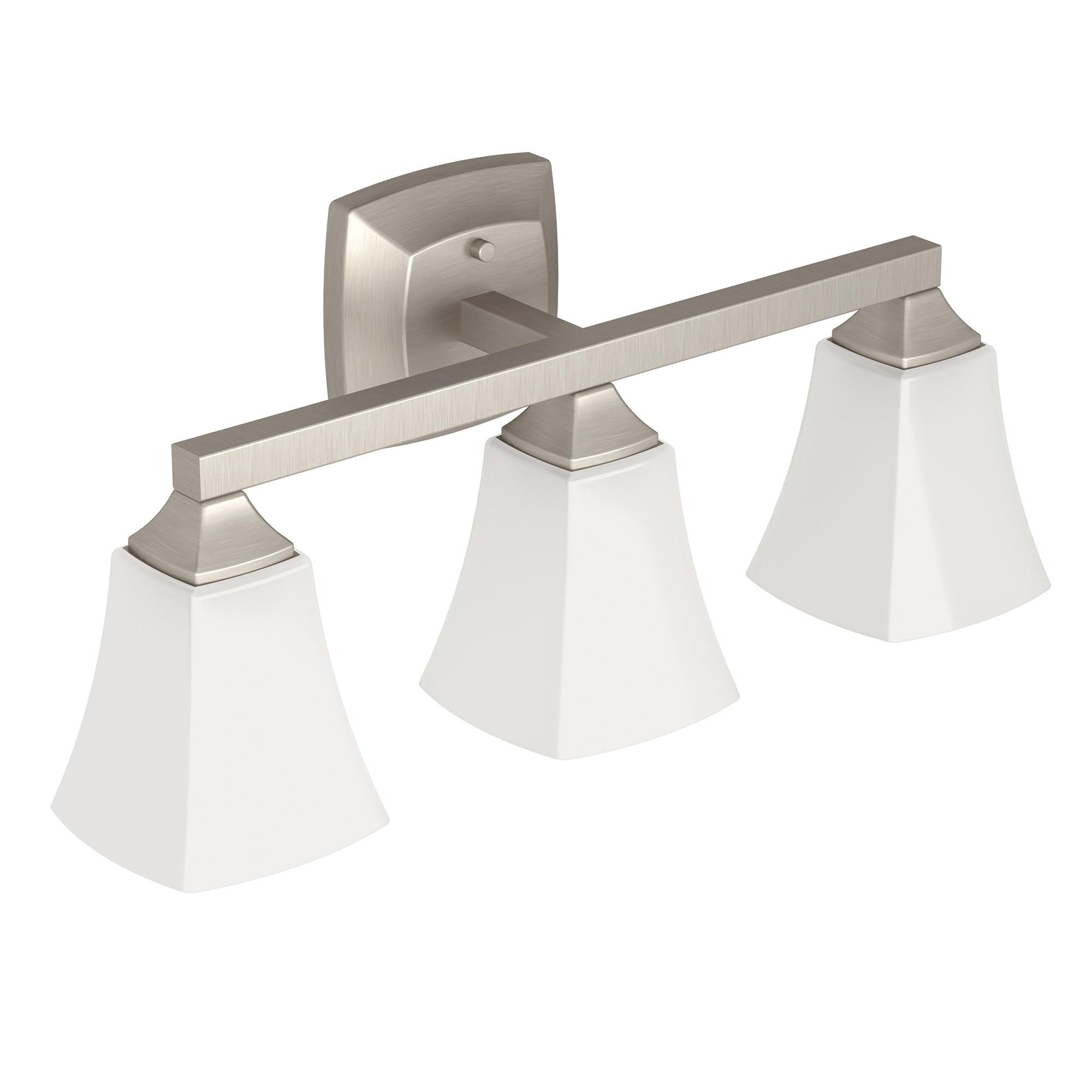 Moen Voss 3-Light Bathroom Vanity Fixture, Brushed Nickel, Frosted Glass, 7.24 x 9.61 x 26.89 inches, Model YB5163BN