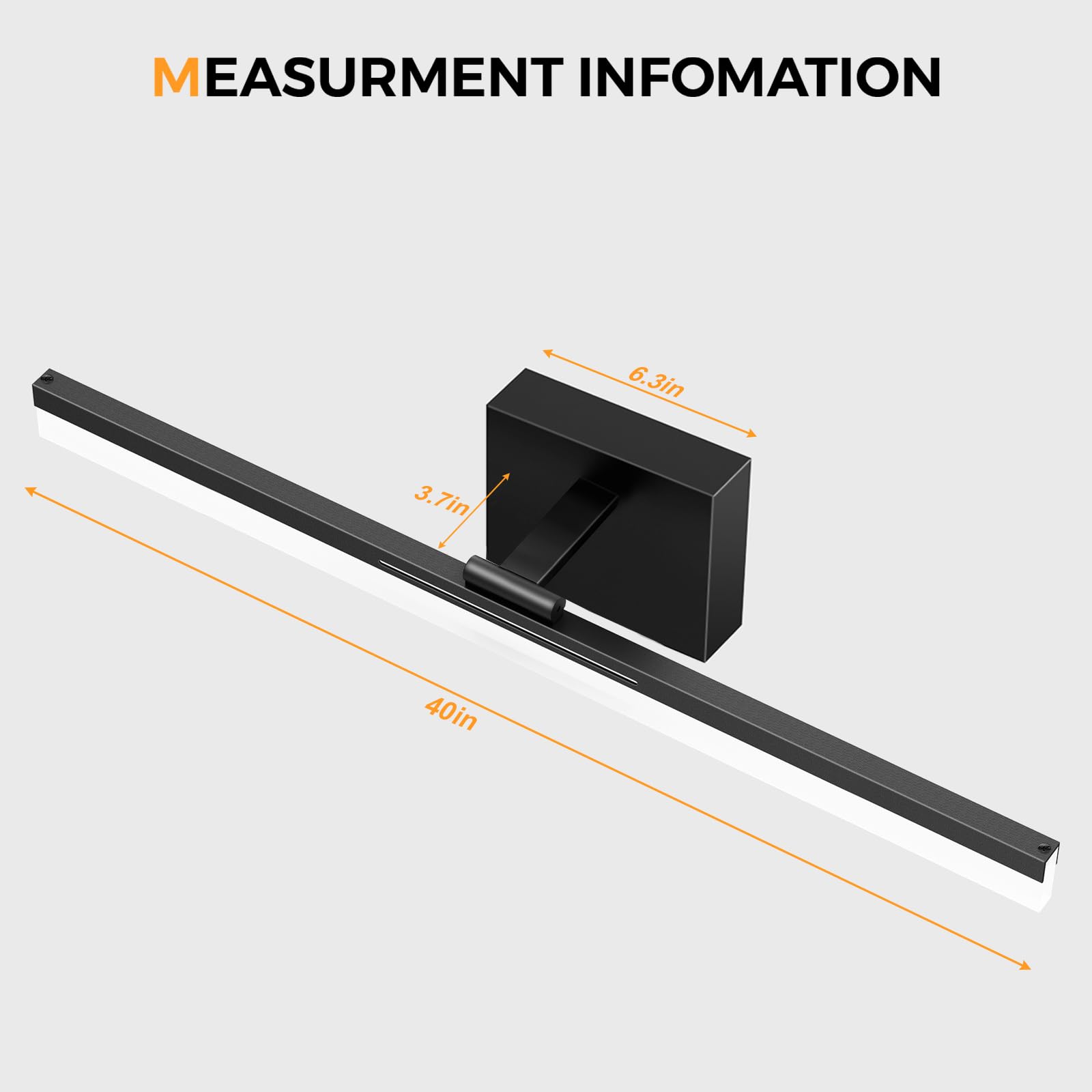 Izorro 40 Inch Modern Led Vanity Light Bar For Bathroom  Ip44 (Dimmable & Adjustable & Retractable) Black Bathroom Lighting Fixtures Over Mirror 6000K