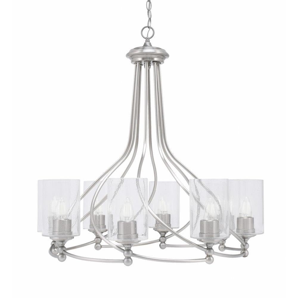 Toltec Lighting 908-BN-300 Capri - 8 Light Uplight Chandelier-30.5 Inches Tall and 30 Inches Wide, Finish Color: Brushed Nickel, Glass Color: Clear Bubble