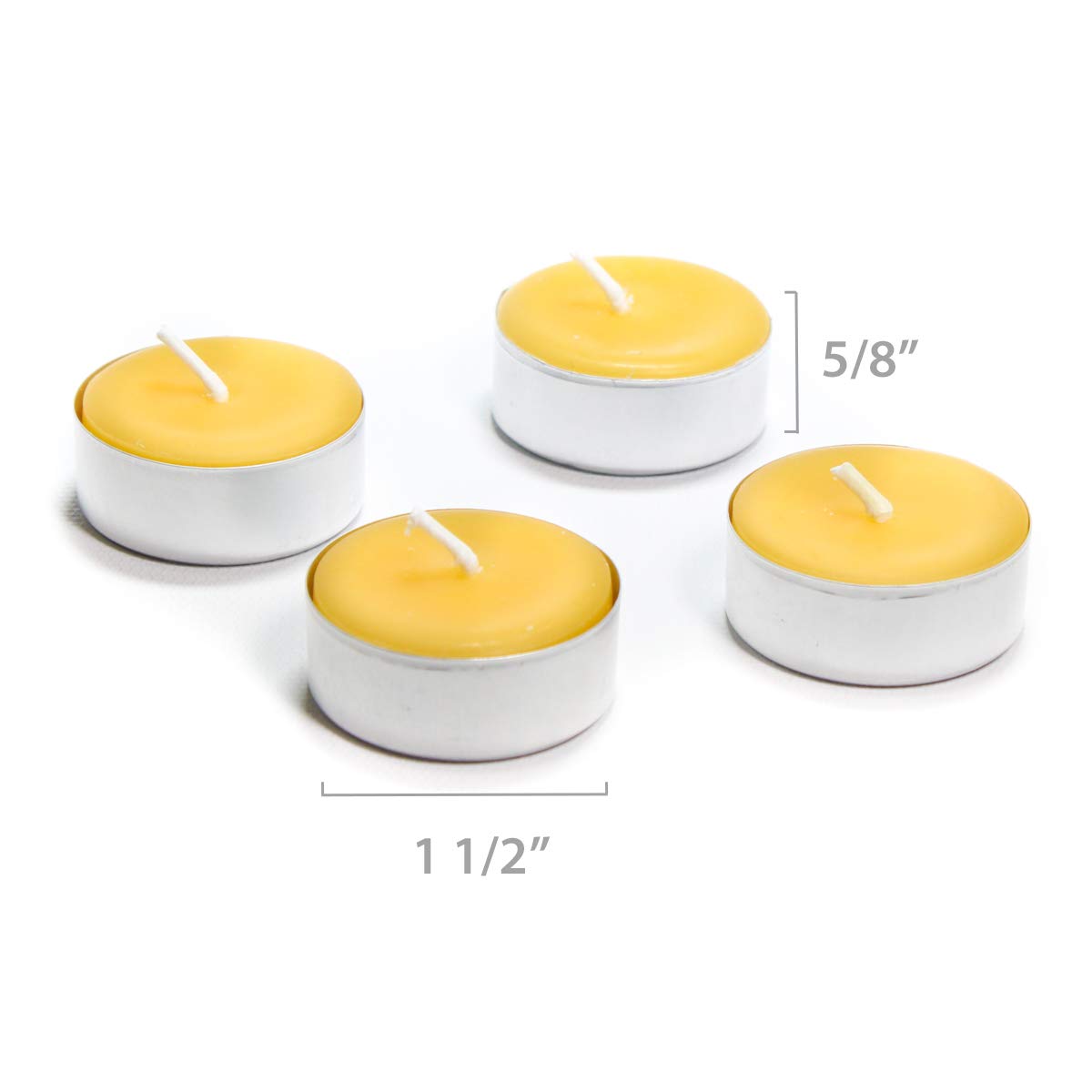 Bluecorn 100% Pure Beeswax Tealight Candles - Natural, Long Burn (4-5 Hours), 48-Pack, Metal Cups, Fragrance-Free