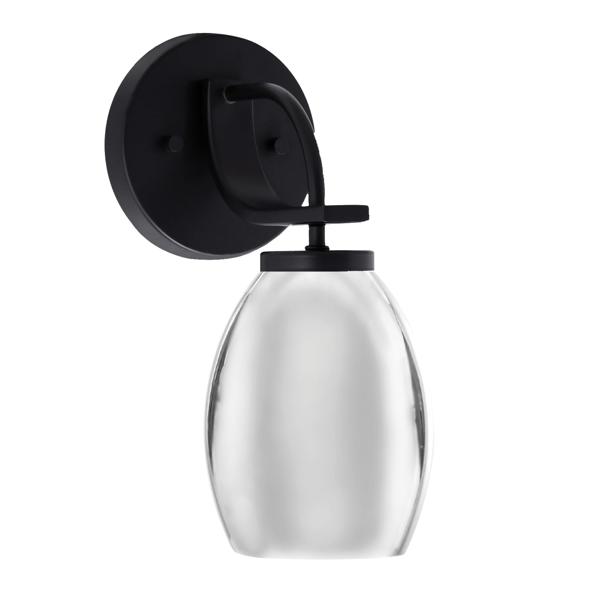 Cavella 1 Light Wall Sconce Shown In Matte Black Finish With 5" Chrome Oval Metal Shade
