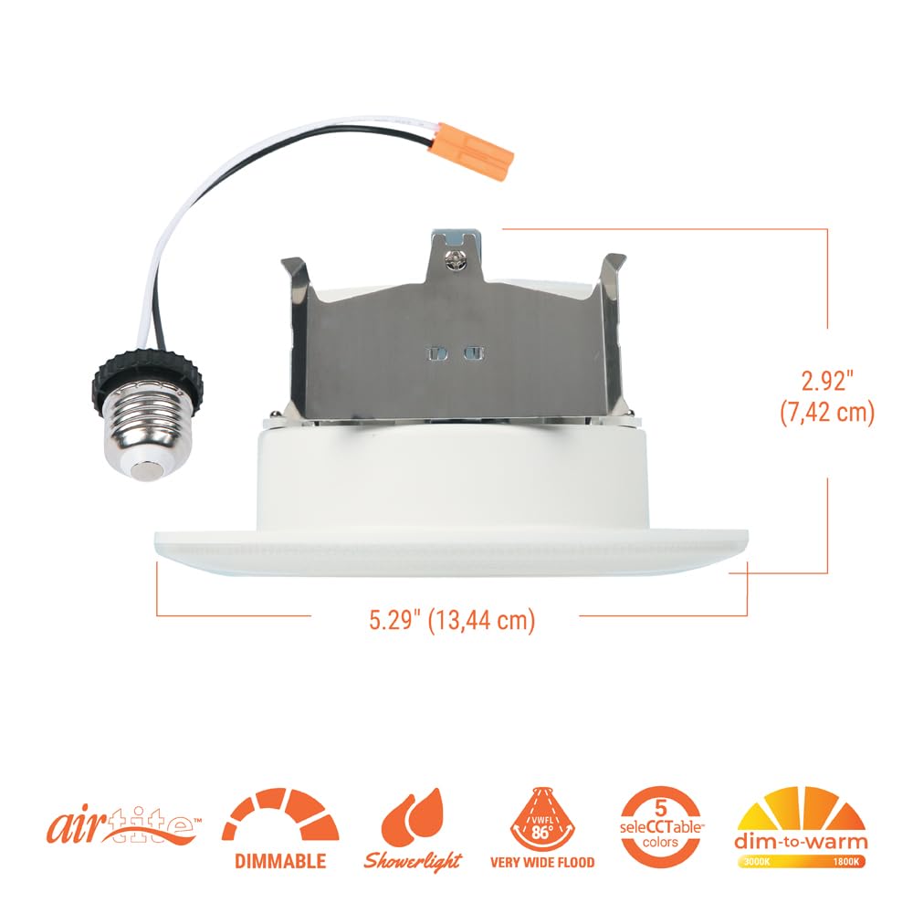 HALO RL Night Light - 4" Recessed LED Trim, 700 Lumens, Selectable CCT 2700K-5000K, White, Model RLNL4079F