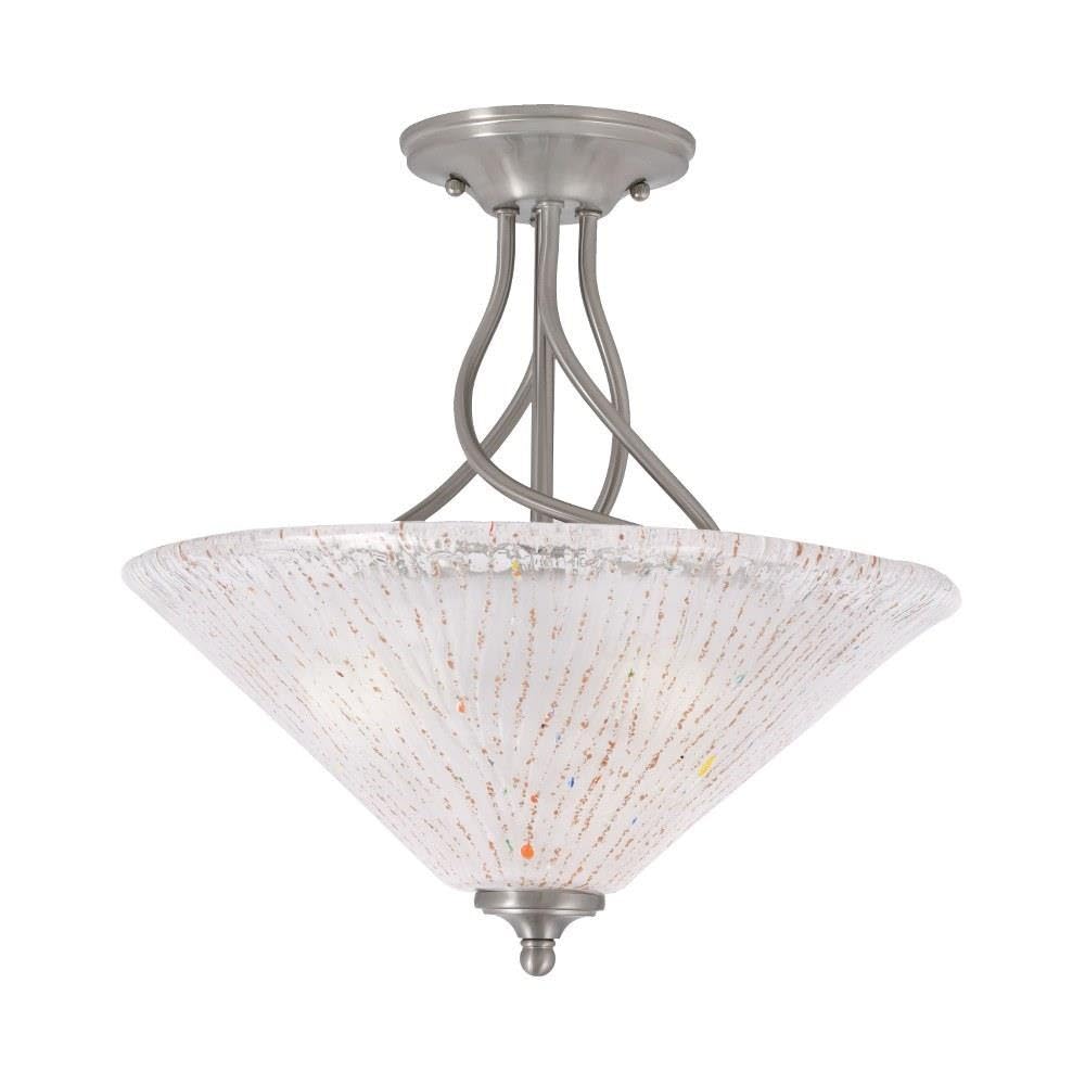 Toltec Lighting 909-BN-711 Capri - 3 Light Semi-Flush Mount-16 Inches Tall and 16 Inches Wide, Finish Color: Brushed Nickel, Glass Color: Frosted Crystal