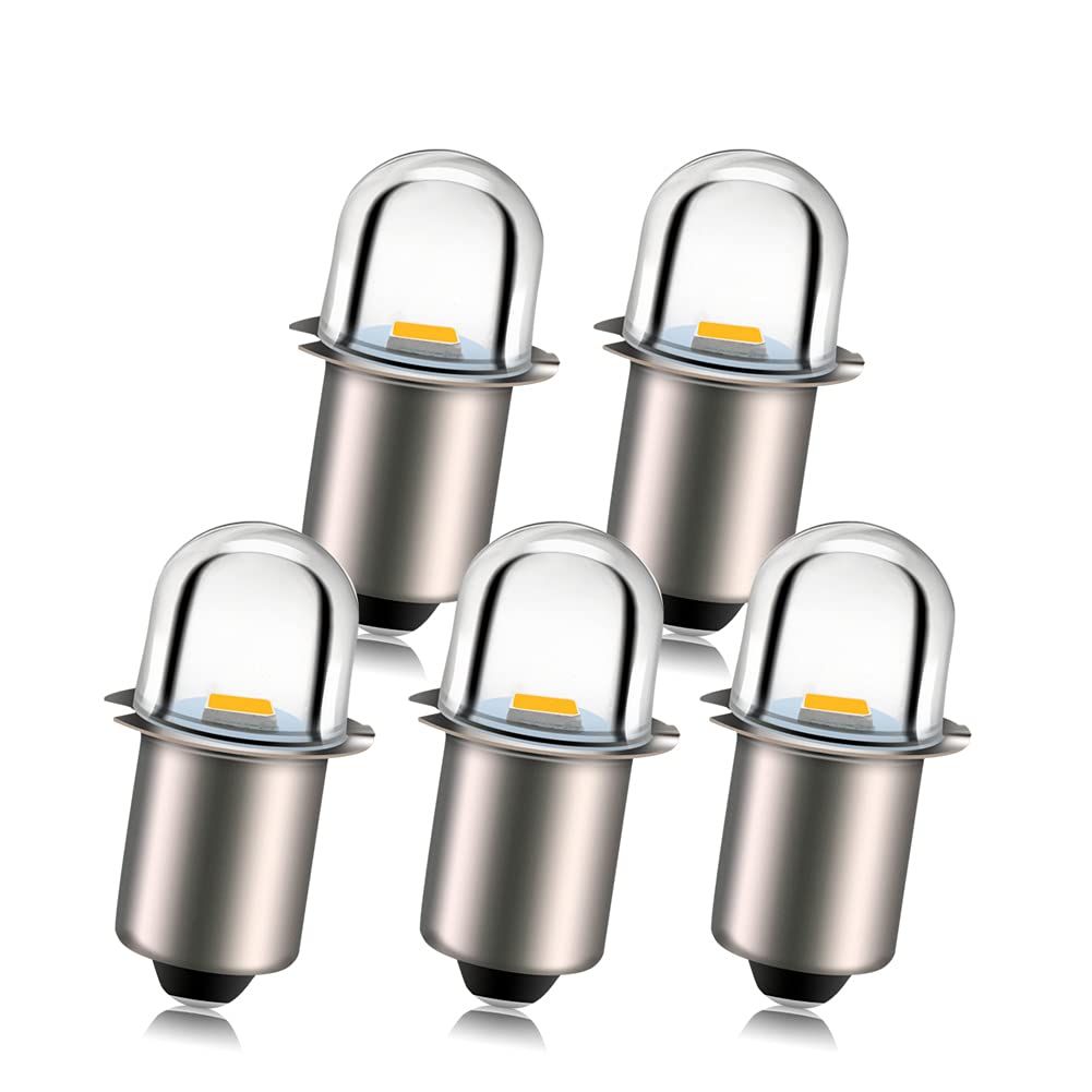 Ruiandsion Upgrade Led Flashlight Bulb 3V P13.5S Base Socket Warm White Led Bulbs Replacement For Flashlight Torch Lights, Negat