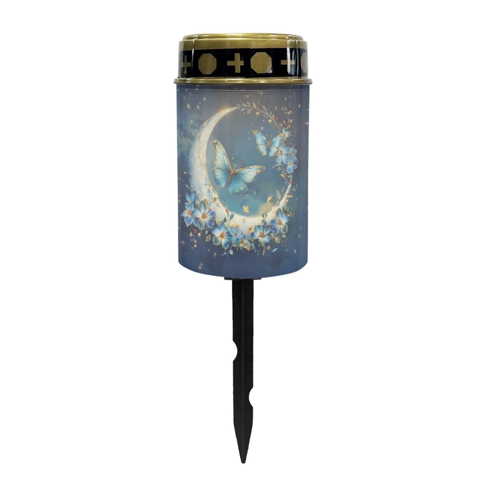 Psesaysky Butterfly Moon Solar Garden Lights Outdoor Solar Stake Lights Memorial Cemetery Decorations Driveway Markers for Outsi