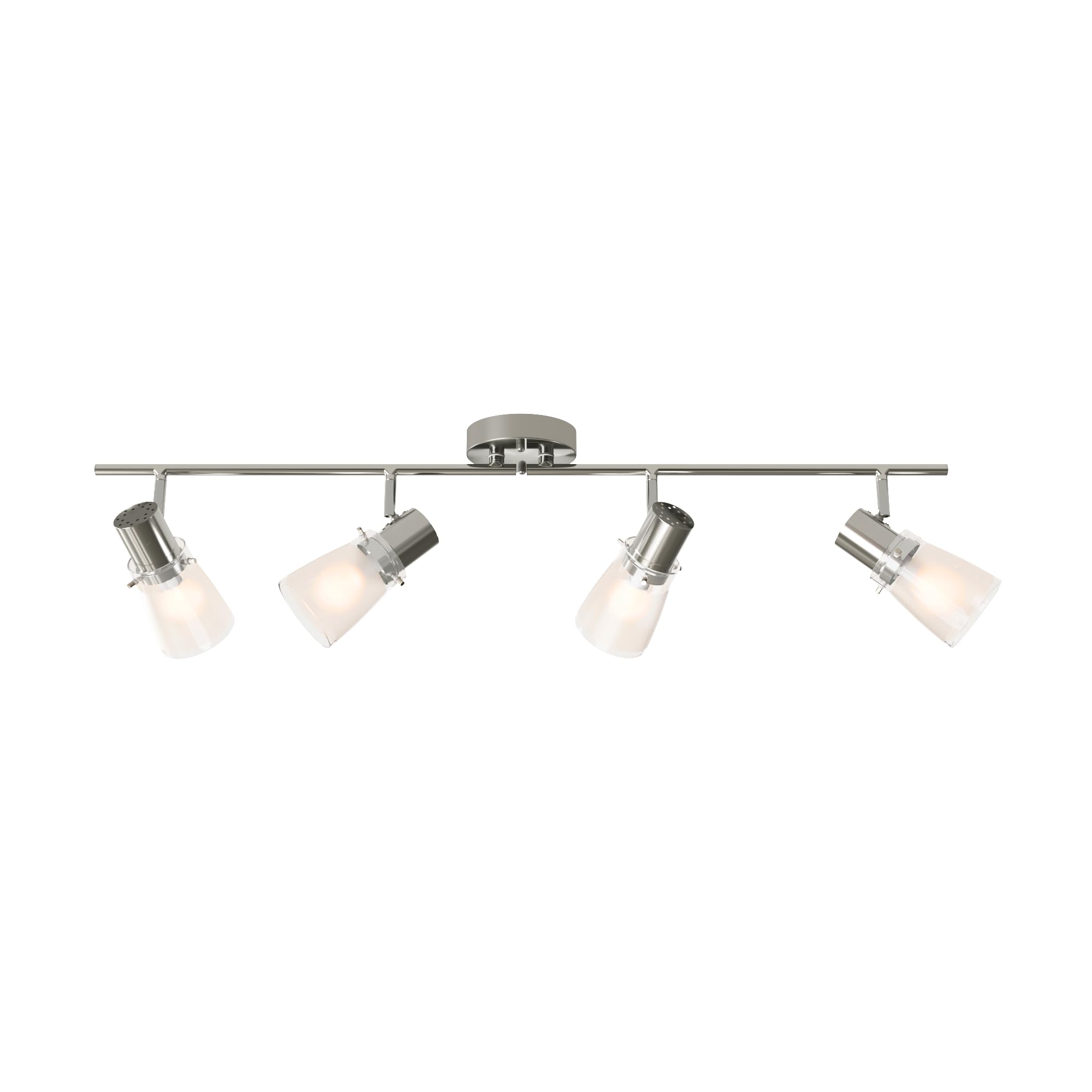 Laite Lumens 4-Light Track Lighting Kit, Brushed Nickel Flush Mount Ceiling Light Fixture with Frosted Glass Shades, Foldable Ar