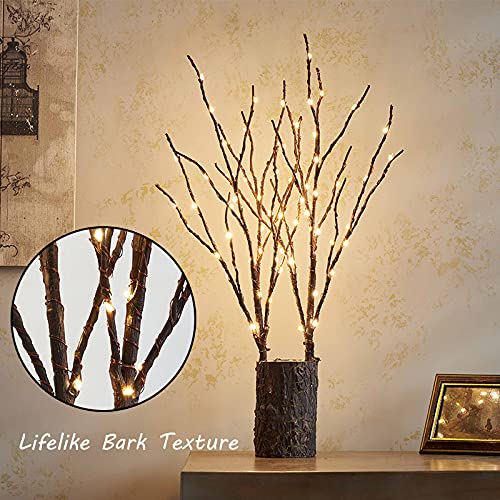 Hairui Twig Branches With Fairy Led Lights 18In 70Led Battery Operated Lighted Brown Willow Branches For Home Witner Christmas Decoration Indoor Outdoor Use (Vase Excluded)