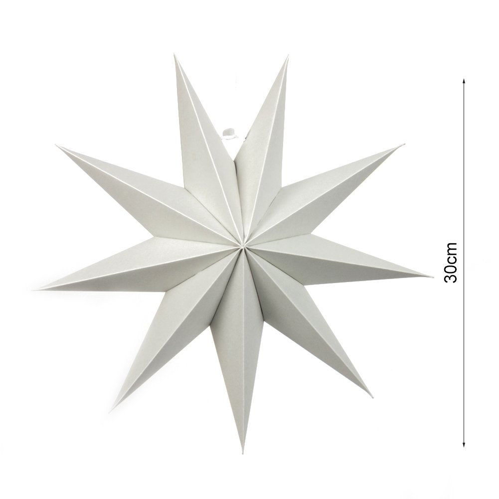3 Pieces 3D 12'' Large Paper Star Gray Hanging Paper Star Decorations For Weddings, Christmas Holiday, Birthday Party Celebratio