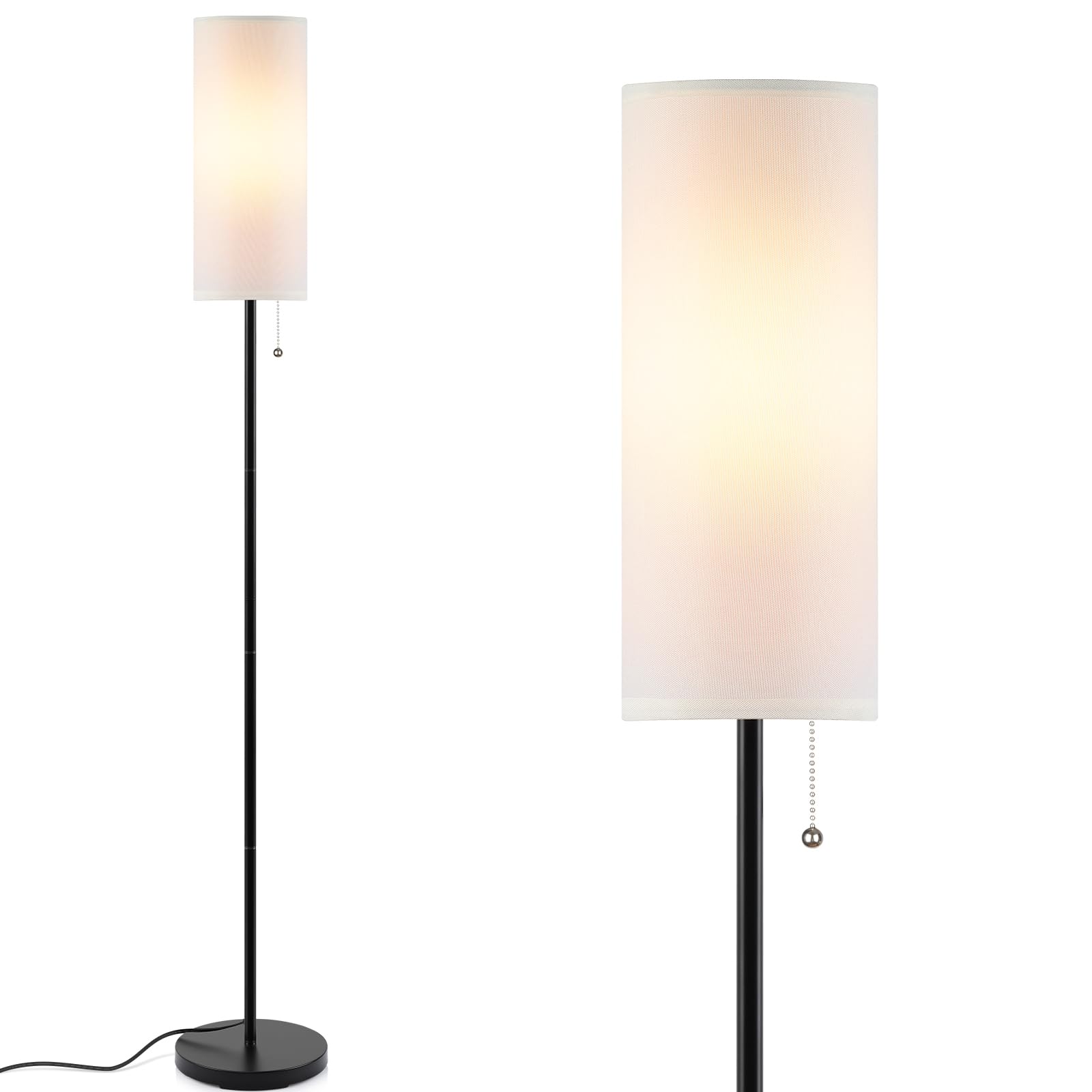 Coucrek Floor Lamp, Modern Standing Lamp, 3 Color Temperatures, Metal, White, Model F036-W