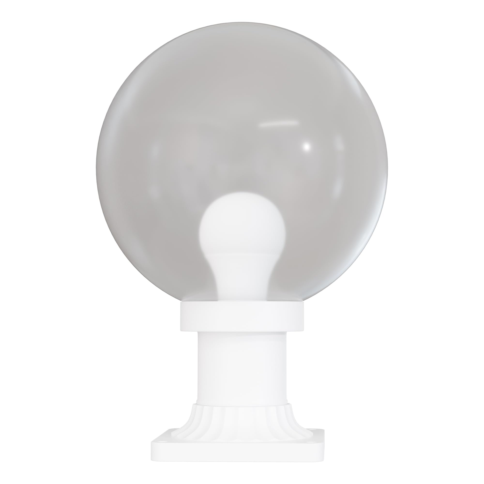 KASTLITE 10 Globe Pier Mount Outdoor Lighting with LED Lamp | UV & Waterproof Pillar & Column Lights | Deck Driveway Yard Patio & Garden Fixture | Made in USA | Frosted Cover  White Decorated Base