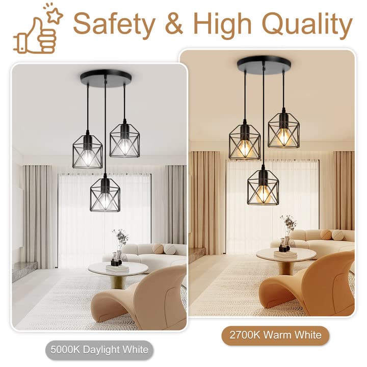 Canmeijia 3-Light Pendant Light Fixtures, Farmhouse Kitchen Island Light Fixture, Industrial Hanging Pendant Lighting For Dining
