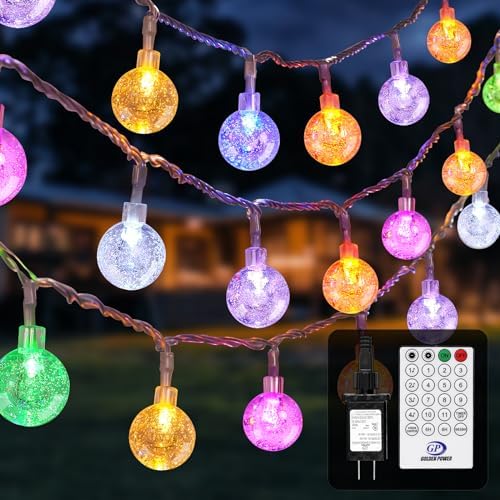 Ycoisini Patio Lights Outdoor Lights, 39Ft Indoor/Outdoor String Lights With 68 Leds, Voice-Activated Crystal Globe Lights With Remote Control, Support 16 Kinds Of Color-Changing Modes For Christmas