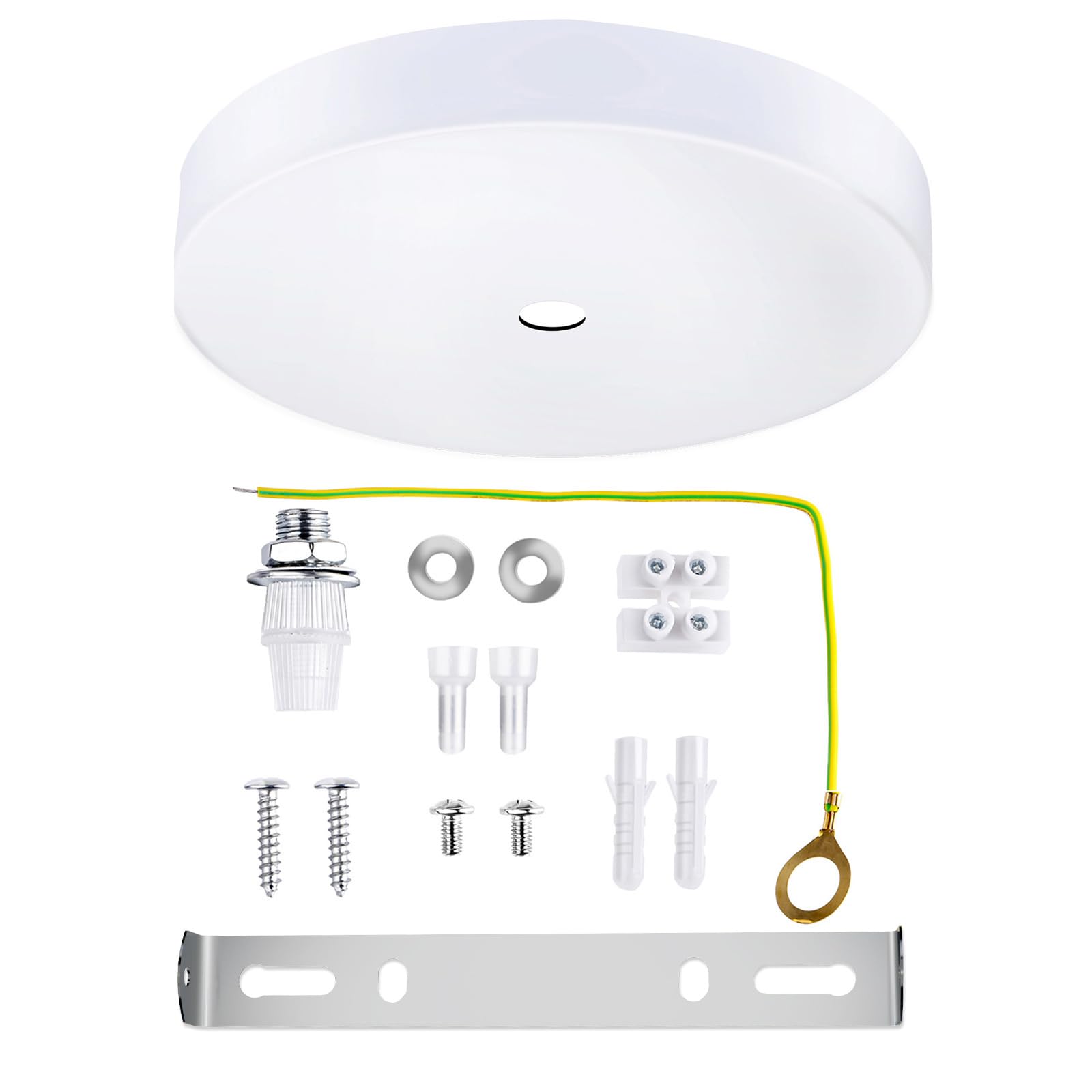 Arturesthome 5.9'' White Ceiling Plate Light Kit Rewind Single Hole with Hardware,Ceiling Canopy for Pendant Lighting or Chandel
