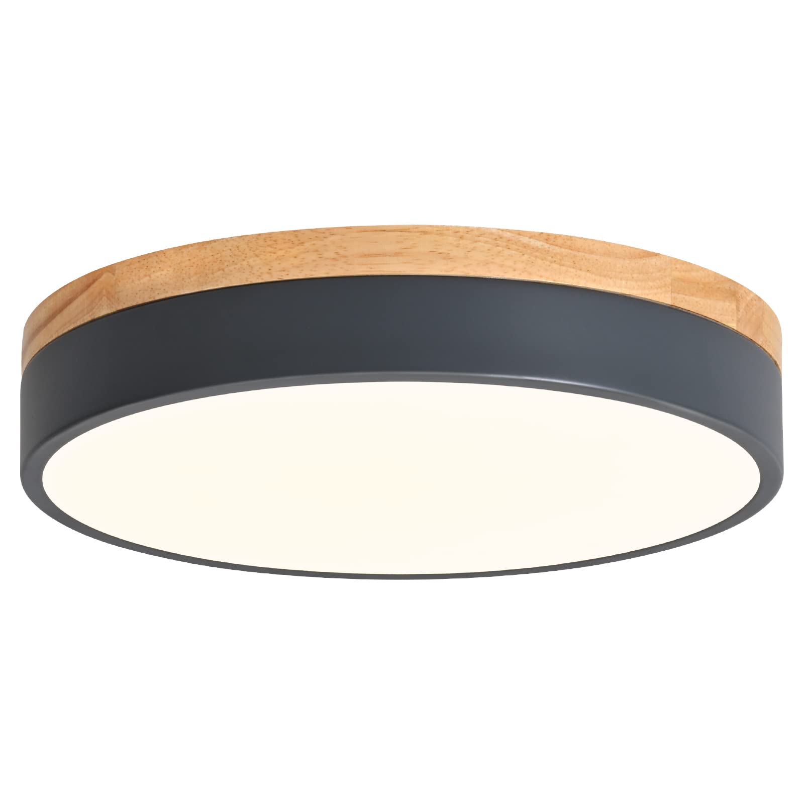 Yiisem Dimmable Wood LED Flush Mount Ceiling Light, 5CCT 2700K-6000K Modern Round Close to Ceiling Lighting Fixtures, Minimalist