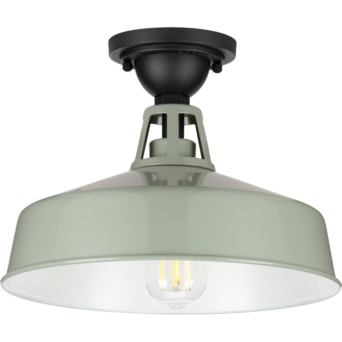 Progress Lighting Cedar Springs Collection 1-Light Farmhouse Outdoor Semi-Flush Mount Light Pistachio, Green, 9.50X13.25X13.25