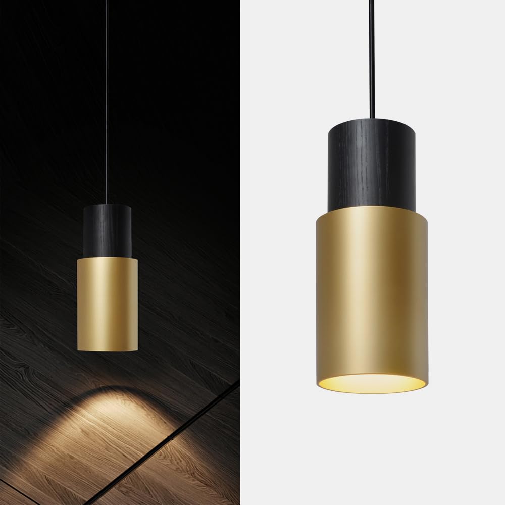 Island Pendant Lights for Kitchen,Modern Black Pendant Light,Natural Wood and Metal Shade 9.8   ,Industrial Adjustable Hanging L