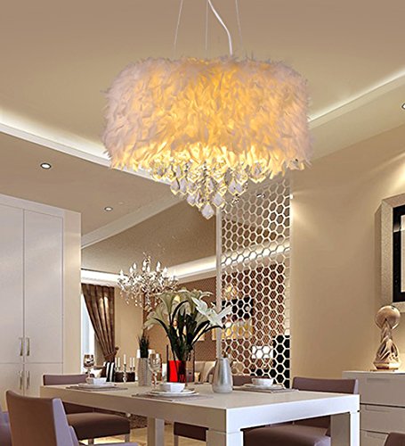 Surpars House 4-Light White Crystal Chandelier Pendant Light, Model S017001700001
