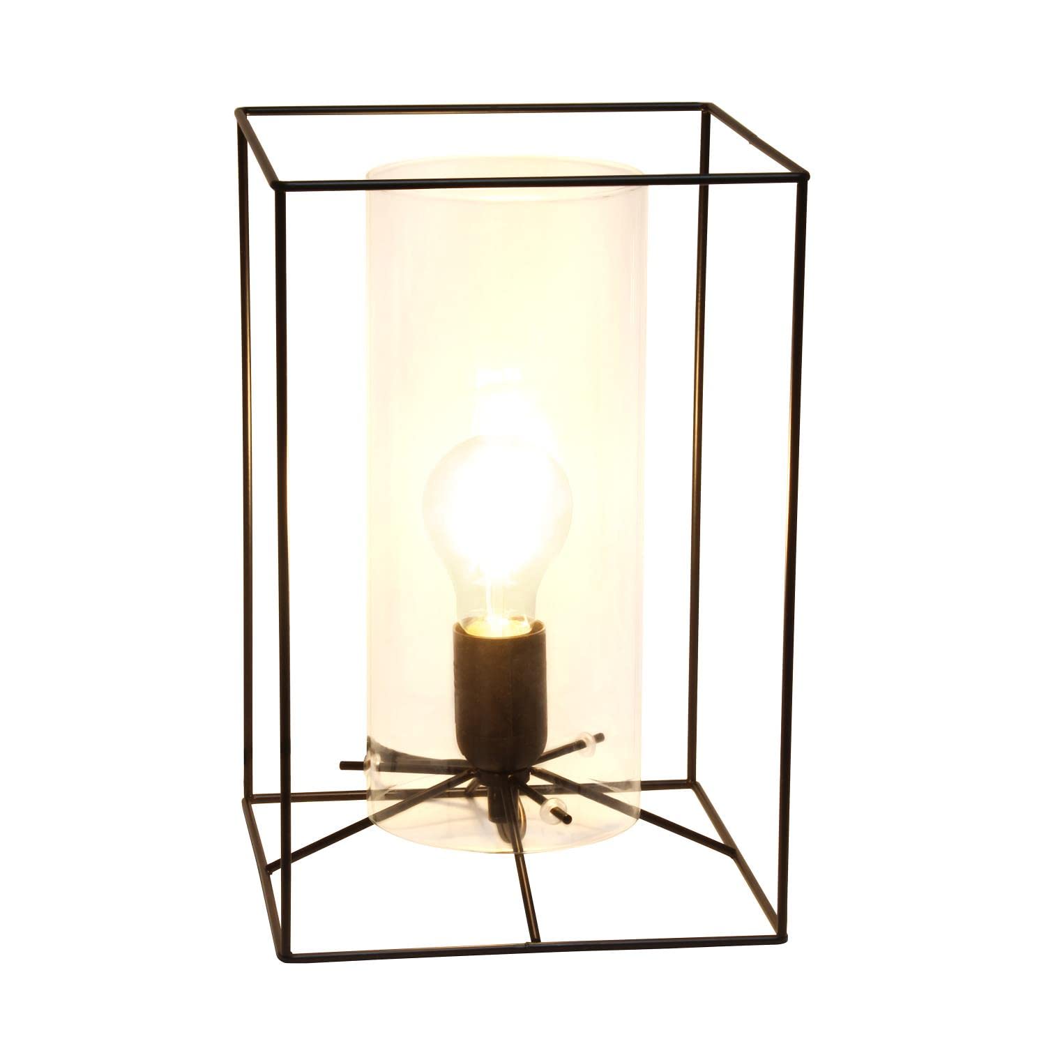 Lalia Home Contemporary Black Framed Table Lamp With Clear Cylinder Glass Shade - Large