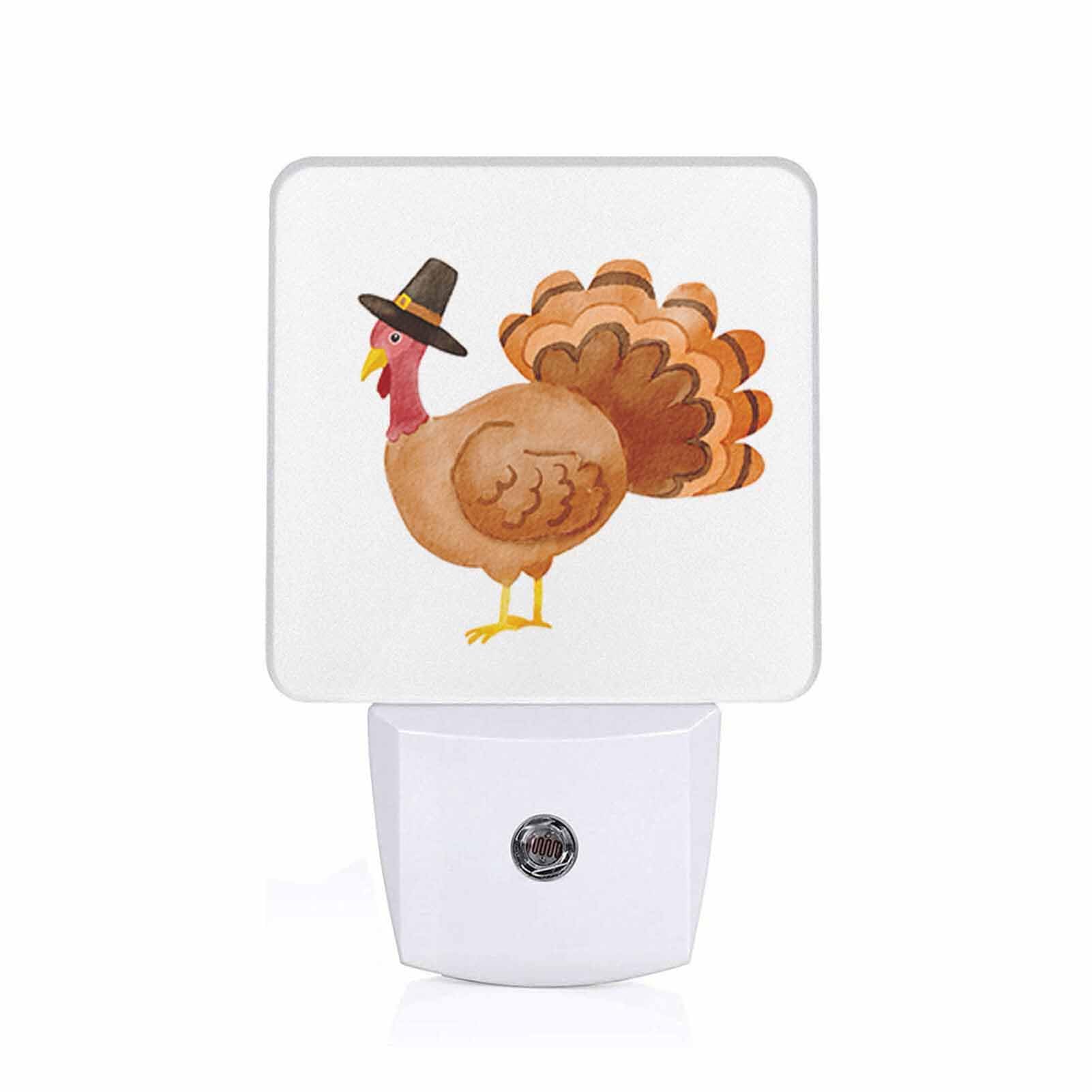 Chrobak Led Night Light With Dusk To Dawn Sensor, 41W Watercolor Thanksgiving Turkey, Model Wml-Night-Light-231023-45
